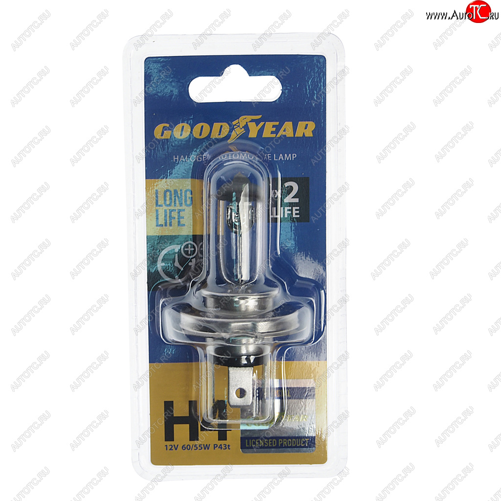 489 р. Лампа 12V H4 6055W P43t блистер (1шт.) Long Life GOODYEAR GOODYEAR gy014123  с доставкой в г. Керчь