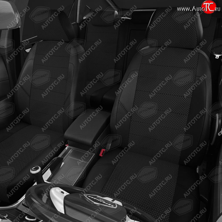 6 299 р. Авточехлы ГАЗель Next (3 высоких) экокожа-жаккард черные комплект AVTOLIDER AVTOLIDER gz30-0104-kk4  с доставкой в г. Керчь