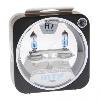 2 059 р. Лампа 12V H7 55W PX26d +80% бокс (2шт.) Argentum MTF MTF h8a1207  с доставкой в г. Керчь. Увеличить фотографию 1
