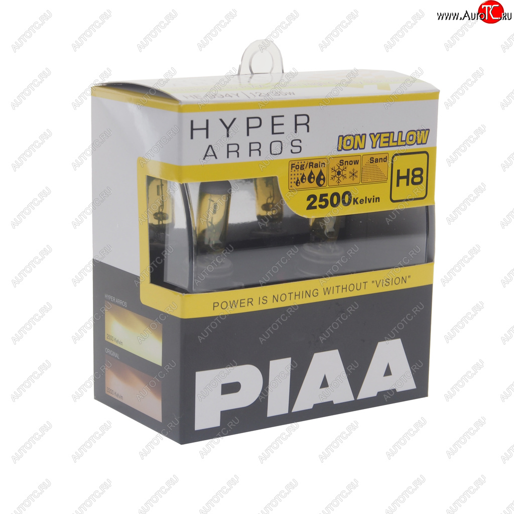 2 179 р. Лампа 12V H8 35W PGJ19-1 2500K бокс (2шт.) Hyper Arros Ion Yellow PIAA PIAA (Пиаа) he-994y-h8 PIAA (Пиаа) he-994y-h8  с доставкой в г. Керчь