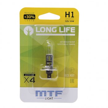 266 р. Лампа 12V H1 55W P14.5s +30% блистер (1шт.) Long Life MTF MTF hll1201b  с доставкой в г. Керчь. Увеличить фотографию 1