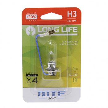 239 р. Лампа 12V H3 55W РK22s +30% блистер (1шт.) Long Life MTF MTF hll1203b  с доставкой в г. Керчь. Увеличить фотографию 1