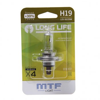 799 р. Лампа 12V H19 6055W PU43t-3 +30% блистер (1шт.) Long Life MTF MTF hll1219b  с доставкой в г. Керчь. Увеличить фотографию 1