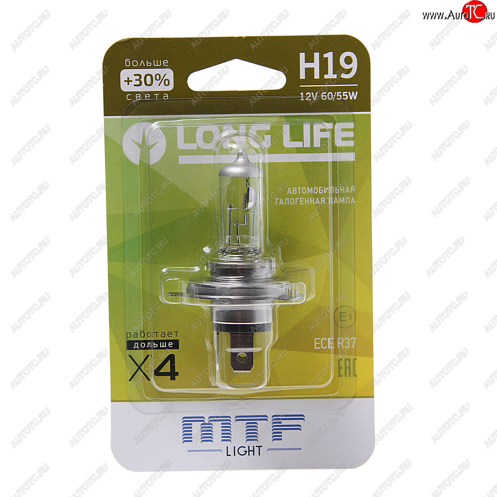 799 р. Лампа 12V H19 6055W PU43t-3 +30% блистер (1шт.) Long Life MTF MTF hll1219b  с доставкой в г. Керчь