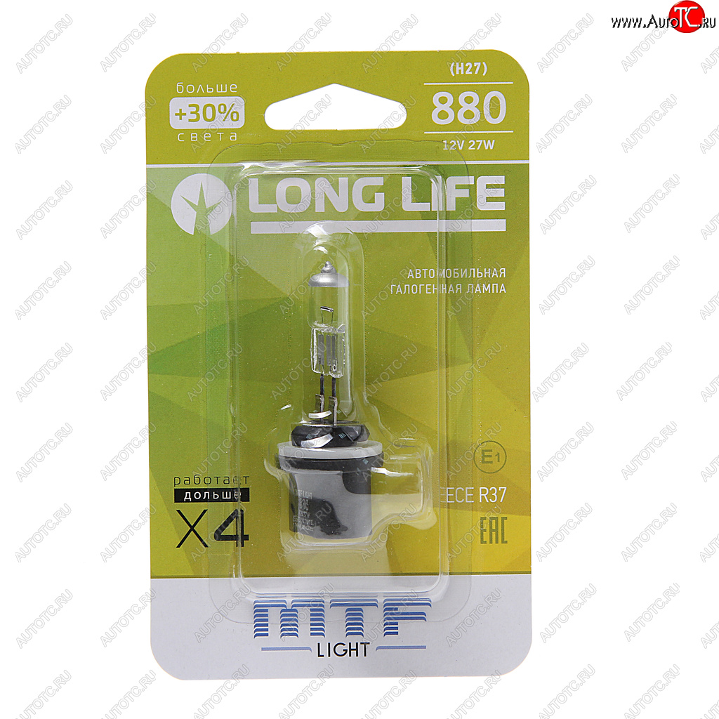 399 р. Лампа 12V H27(880) 27W +30% блистер (1шт.) Long Life MTF MTF hll1280b  с доставкой в г. Керчь
