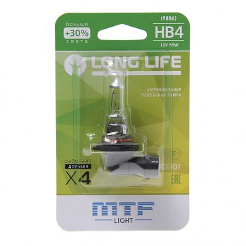 439 р. Лампа 12V HB4 55W P22d +30% блистер (1шт.) Long Life MTF MTF hll12b4b  с доставкой в г. Керчь. Увеличить фотографию 1