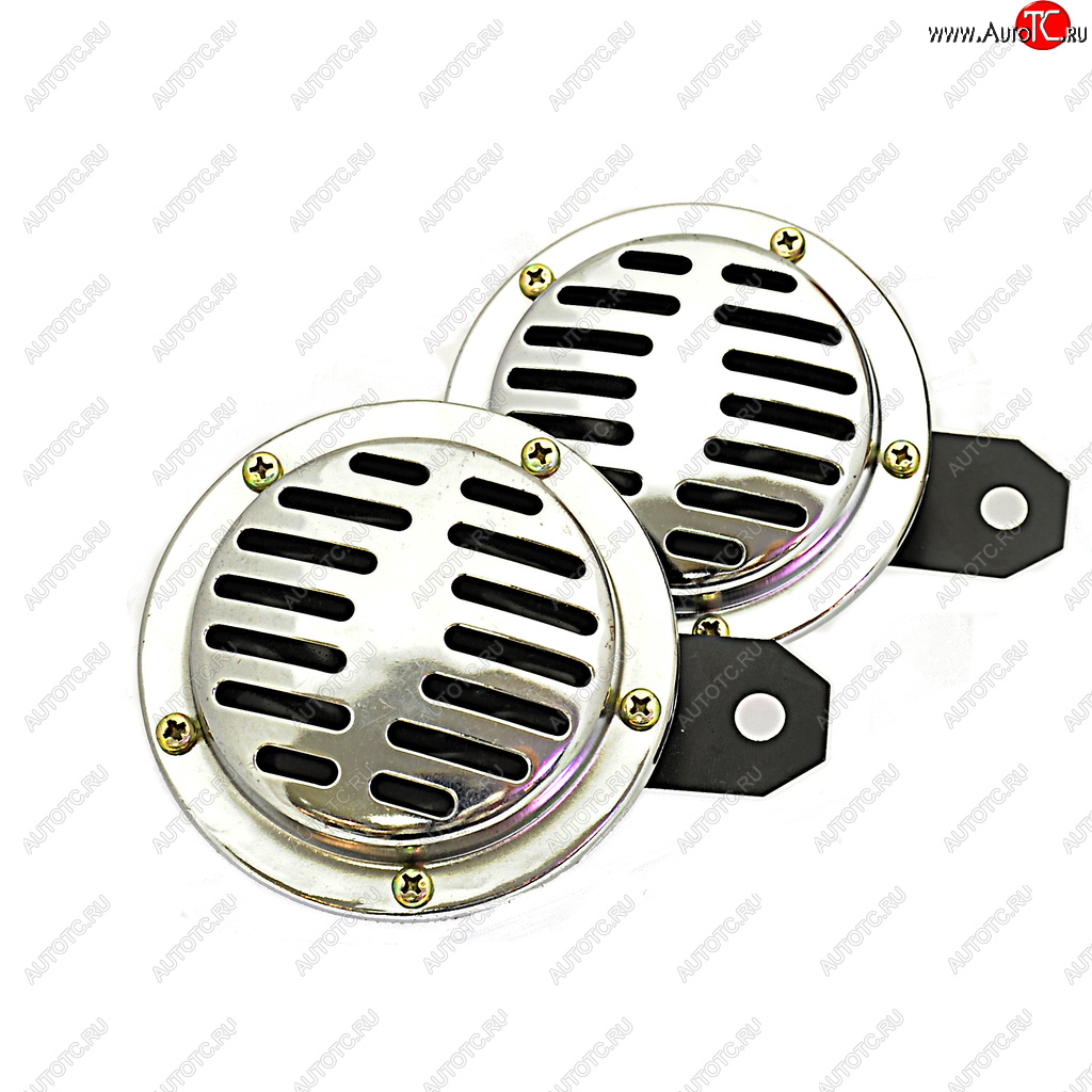 2 299 р. Сигнал звуковой 12V 290345Hz 115дБ d=55мм хром комплект 2шт. Premier FK FK hn-155  с доставкой в г. Керчь