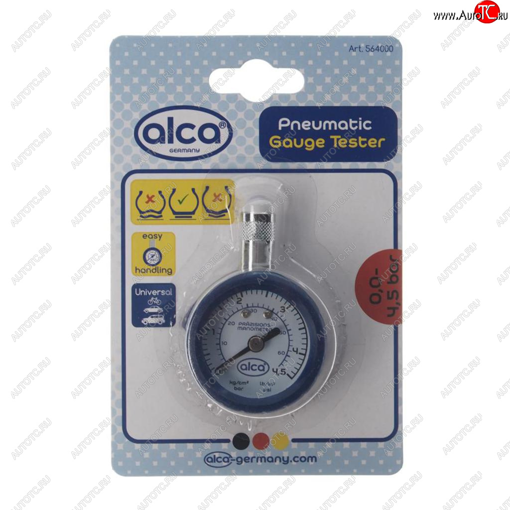 499 р. Манометр шинный механический 4.5атм. металл ALCA ALCA hnr-56400 ALCA hnr-56400  с доставкой в г. Керчь