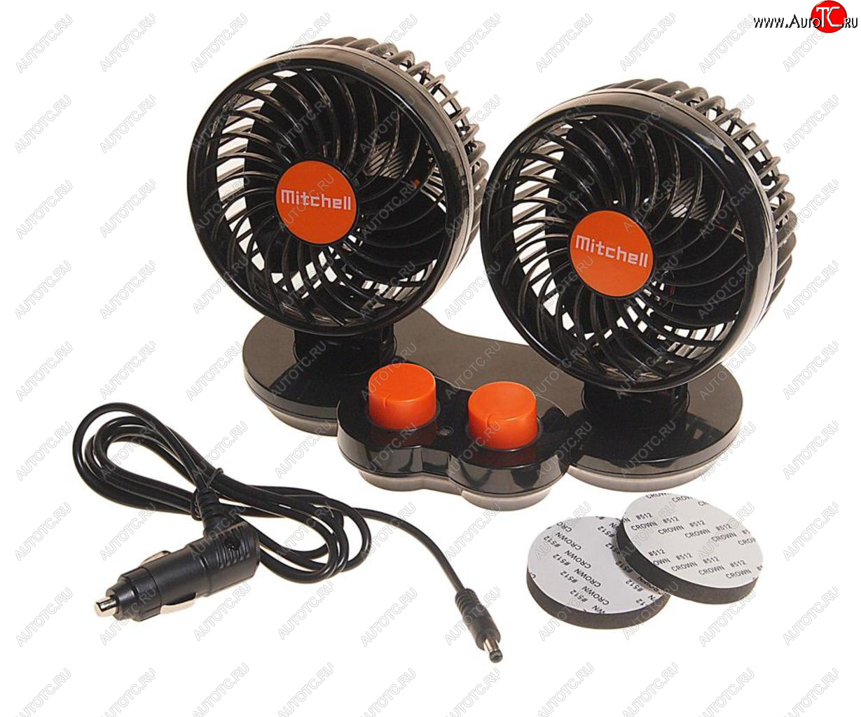 1 459 р. Вентилятор в салон 24V двойной на платформе оранжевый MITCHELL MITCHELL hx-t308e dc24v orange  с доставкой в г. Керчь
