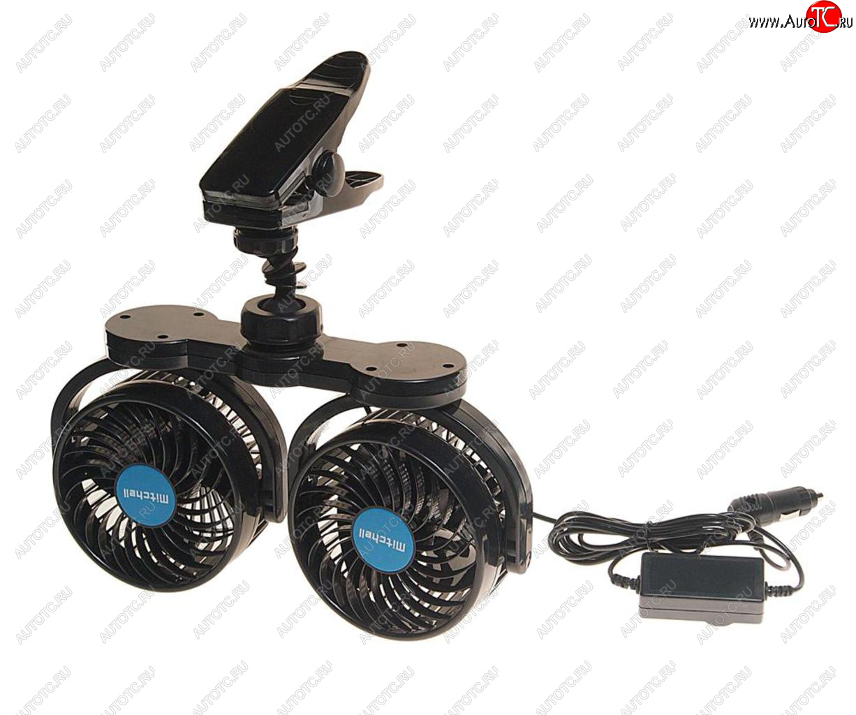 1 859 р. Вентилятор в салон 12V двойной на прищепке синий MITCHELL MITCHELL hx-t607e dc12v blue  с доставкой в г. Керчь