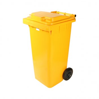 3 369 р. Контейнер мусорный 120л на колесах желтый 23.C29 IPLAST IPLAST ip-366084  с доставкой в г. Керчь. Увеличить фотографию 1
