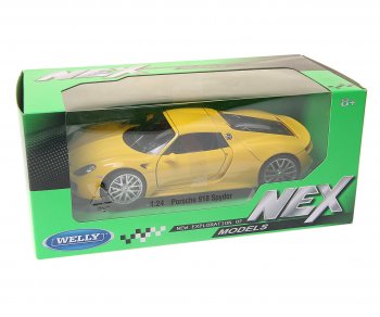2 679 р. Модель автомобиля PORSCHE 918 Spyder металлическая (1:24) WELLY WELLY item no.24055w  с доставкой в г. Керчь. Увеличить фотографию 1