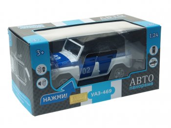 3 289 р. Модель автомобиля УАЗ-469 (полиция) металлическая (1:24) АВТОПАНОРАМА АВТОПАНОРАМА jb1200146  с доставкой в г. Керчь. Увеличить фотографию 1