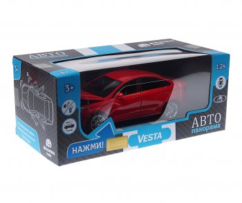 2 759 р. Модель автомобиля ЛАДА Vesta красная металлическая (1:24) АВТОПАНОРАМА АВТОПАНОРАМА jb1251125  с доставкой в г. Керчь. Увеличить фотографию 1