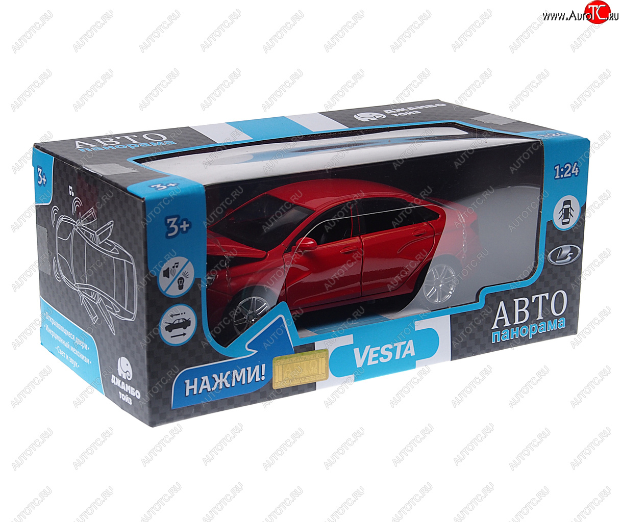 2 759 р. Модель автомобиля ЛАДА Vesta красная металлическая (1:24) АВТОПАНОРАМА АВТОПАНОРАМА jb1251125  с доставкой в г. Керчь