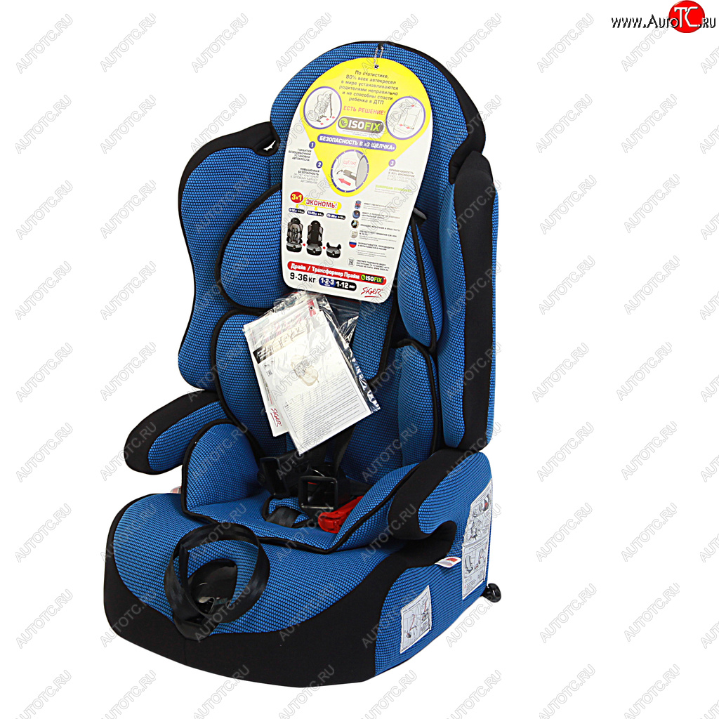8 999 р. Автокресло детское 9-36кг (l-ll-lll) 1-12лет синее трансформер Isofix Прайм SIGER SIGER kres0149  с доставкой в г. Керчь