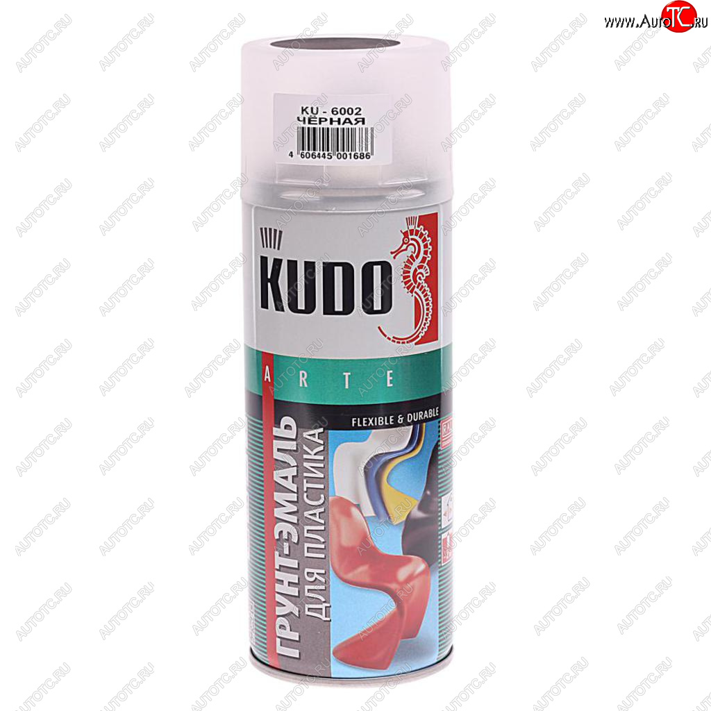 319 р. Грунт-эмаль для пластика черный RAL 9005 аэрозоль 520мл KUDO KUDO ku-6002  с доставкой в г. Керчь