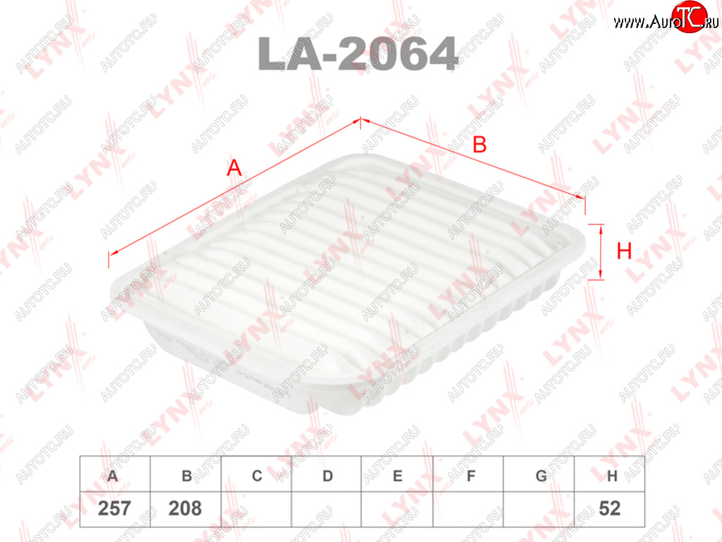 839 р. Фильтр воздушный MITSUBISHI ASX (10-),Lancer (10-),Outlander (12-) (1.62.02.2) LYNX LYNX la2064  с доставкой в г. Керчь