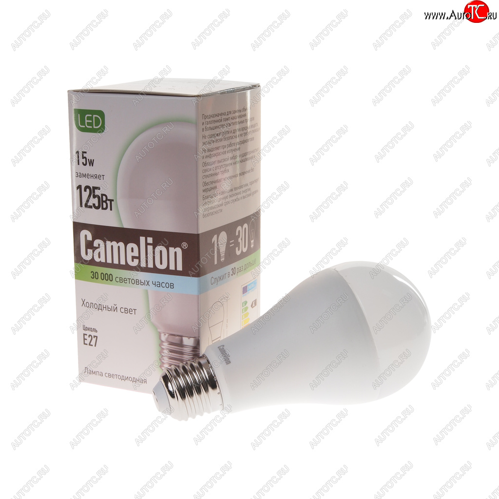 183 р. Лампа светодиодная E27 A60 15W (125W) 220V холодный BasicPower CAMELION CAMELION led15-a60845e27  с доставкой в г. Керчь