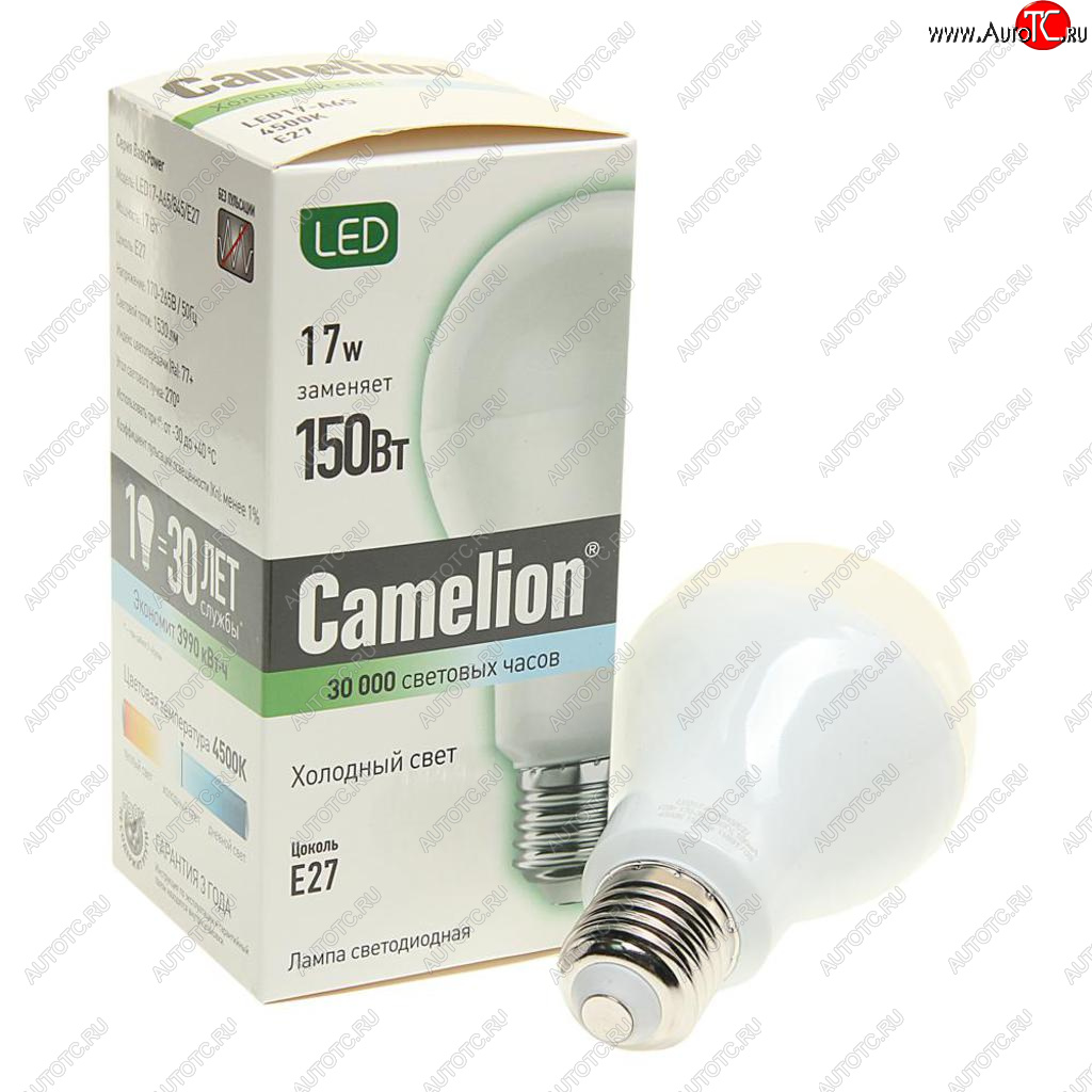 210 р. Лампа светодиодная E27 A65 17W (150W) 220V холодный BasicPower CAMELION CAMELION led17-a65845e27  с доставкой в г. Керчь