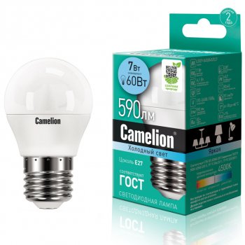 119 р. Лампа светодиодная E27 G45 7W (60W) 220V холодный Ultra CAMELION CAMELION led7-g45845e27  с доставкой в г. Керчь. Увеличить фотографию 1