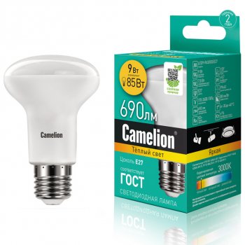 207 р. Лампа светодиодная E27 R63 9W (85W) 220V теплый Ultra CAMELION CAMELION led9-r63830e27  с доставкой в г. Керчь. Увеличить фотографию 1