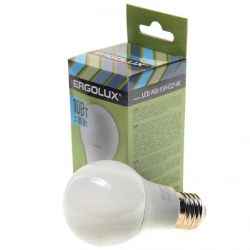 86 р. Лампа светодиодная Е27 А60 10W (80W) 220V холодный ERGOLUX ERGOLUX led-a60-10w-e27-4k  с доставкой в г. Керчь. Увеличить фотографию 1