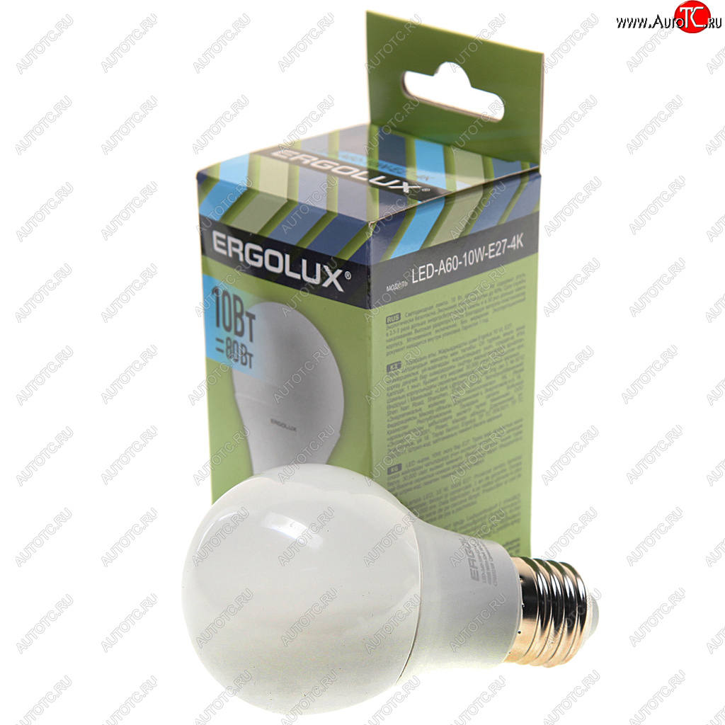 86 р. Лампа светодиодная Е27 А60 10W (80W) 220V холодный ERGOLUX ERGOLUX led-a60-10w-e27-4k  с доставкой в г. Керчь