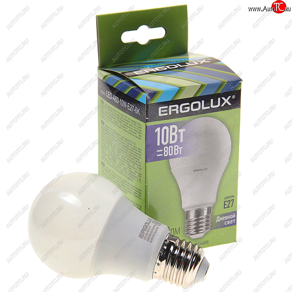 92 р. Лампа светодиодная Е27 А60 10W (80W) 220V дневной свет ERGOLUX ERGOLUX led-a60-10w-e27-6k  с доставкой в г. Керчь