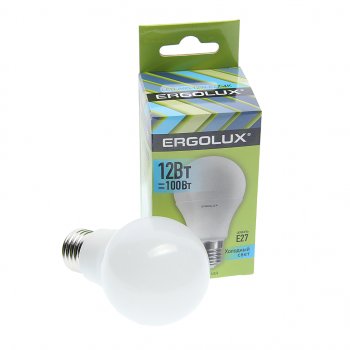 95 р. Лампа светодиодная Е27 А60 12W (100W) 220V холодный ERGOLUX ERGOLUX led-a60-12w-e27-4k  с доставкой в г. Керчь. Увеличить фотографию 1