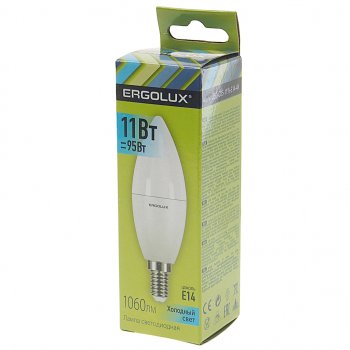 100 р. Лампа светодиодная E14 C35 11W (95W) 220V холодный ERGOLUX ERGOLUX led-c35-11w-e14-4k  с доставкой в г. Керчь. Увеличить фотографию 2