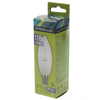 100 р. Лампа светодиодная E14 C35 11W (95W) 220V дневной свет ERGOLUX ERGOLUX led-c35-11w-e14-6k  с доставкой в г. Керчь. Увеличить фотографию 2