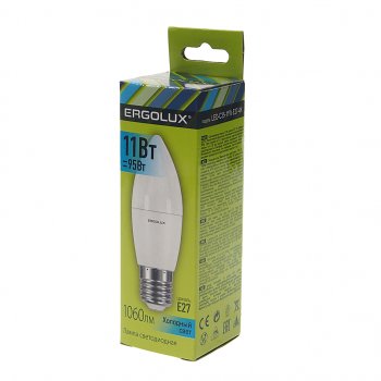 102 р. Лампа светодиодная E27 C35 11W (95W) 220V теплый ERGOLUX ERGOLUX led-c35-11w-e27-4k ERGOLUX led-c35-11w-e27-4k  с доставкой в г. Керчь. Увеличить фотографию 2