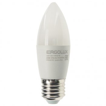 100 р. Лампа светодиодная E27 C35 11W (95W) 220V дневной свет ERGOLUX ERGOLUX led-c35-11w-e27-6k  с доставкой в г. Керчь. Увеличить фотографию 1