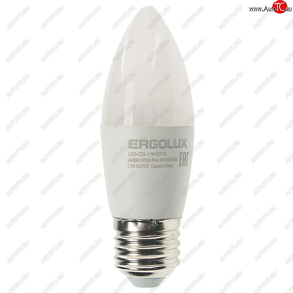 100 р. Лампа светодиодная E27 C35 11W (95W) 220V дневной свет ERGOLUX ERGOLUX led-c35-11w-e27-6k  с доставкой в г. Керчь