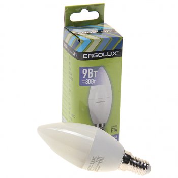 81 р. Лампа светодиодная E14 C35 9W (80W) 220V дневной свет ERGOLUX ERGOLUX led-c35-9w-e14-6k  с доставкой в г. Керчь. Увеличить фотографию 1