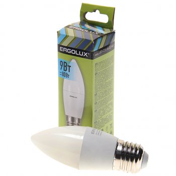 107 р. Лампа светодиодная Е27 C35 9W (80W) 220V холодный ERGOLUX ERGOLUX led-c35-9w-e27-4k  с доставкой в г. Керчь. Увеличить фотографию 1