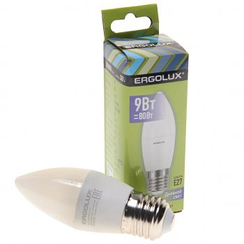 107 р. Лампа светодиодная Е27 C35 9W (80W) 220V дневной свет ERGOLUX ERGOLUX led-c35-9w-e27-6k  с доставкой в г. Керчь. Увеличить фотографию 1