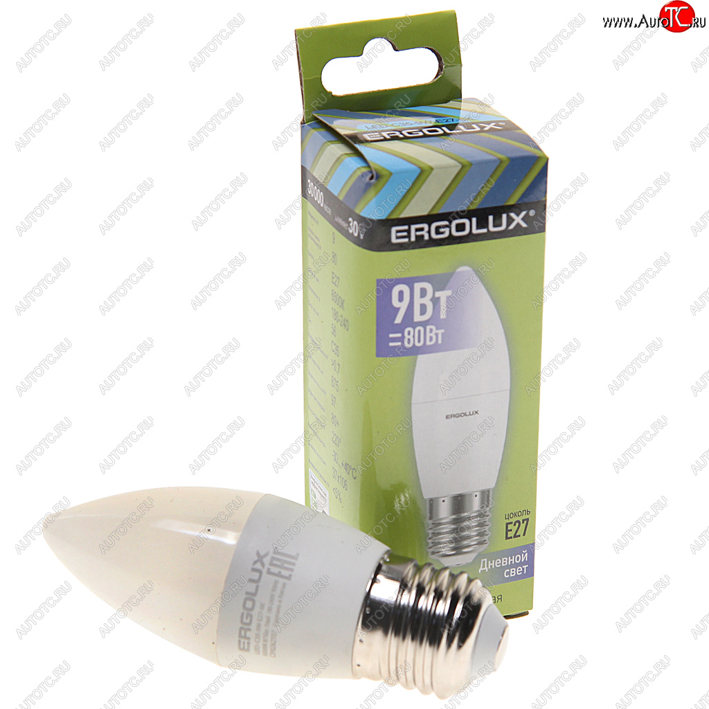 107 р. Лампа светодиодная Е27 C35 9W (80W) 220V дневной свет ERGOLUX ERGOLUX led-c35-9w-e27-6k  с доставкой в г. Керчь