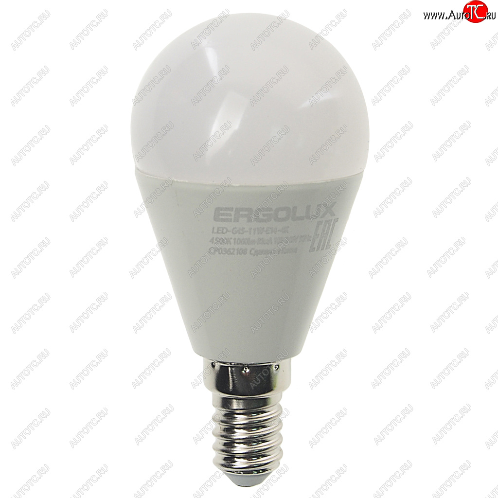 100 р. Лампа светодиодная Е14 G45 11W (95W) 220V холодный ERGOLUX ERGOLUX led-g45-11w-e14-4k  с доставкой в г. Керчь