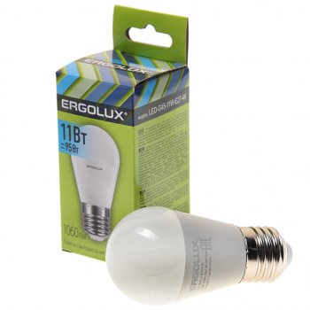 100 р. Лампа светодиодная Е27 G45 11W (95W) 220V холодный ERGOLUX ERGOLUX led-g45-11w-e27-4k  с доставкой в г. Керчь. Увеличить фотографию 1