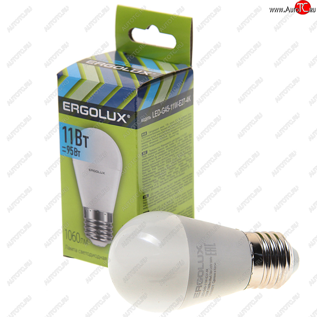 100 р. Лампа светодиодная Е27 G45 11W (95W) 220V холодный ERGOLUX ERGOLUX led-g45-11w-e27-4k  с доставкой в г. Керчь
