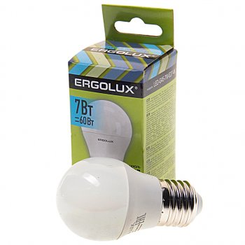 86 р. Лампа светодиодная Е27 G45 7W (60W) 220V холодный ERGOLUX ERGOLUX led-g45-7w-e27-4k  с доставкой в г. Керчь. Увеличить фотографию 1