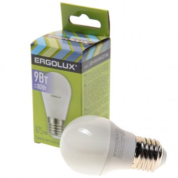 88 р. Лампа светодиодная Е27 G45 9W (80W) 220V дневной свет ERGOLUX ERGOLUX led-g45-9w-e27-6k  с доставкой в г. Керчь. Увеличить фотографию 1
