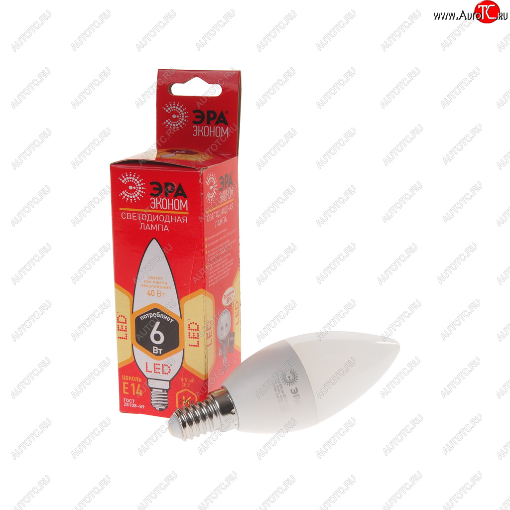 63 р. Лампа светодиодная E14 B35 6W (40W) 220V теплый ECO ЭРА ЭРА led-smd-b35-6w-827-e14 eco  с доставкой в г. Керчь