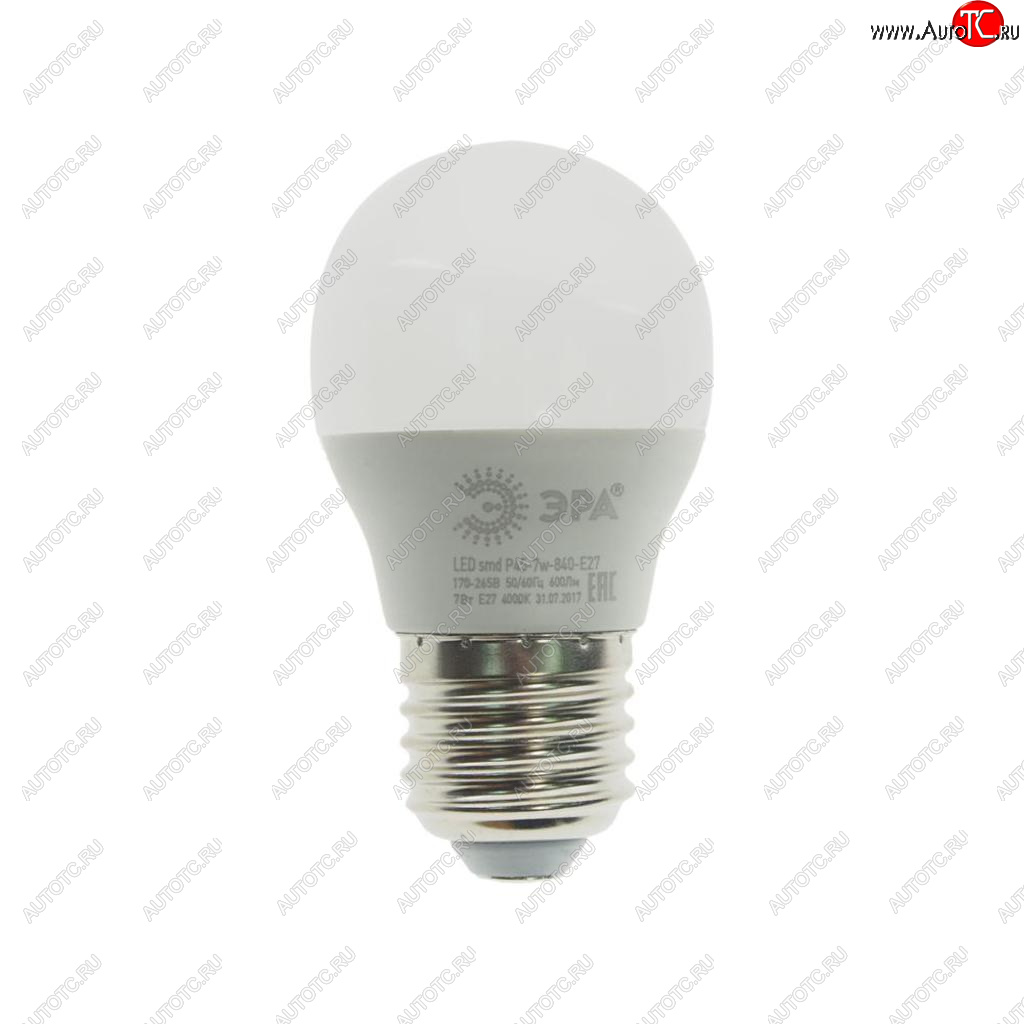 93 р. Лампа светодиодная E27 P45 7W (60W) 220V холодный ЭРА ЭРА led-smd-p45-7w-840-e27  с доставкой в г. Керчь