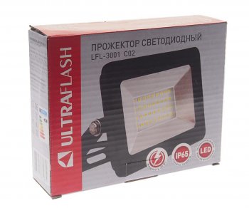 549 р. Светильник светодиодный 220V 30W 6500K черный ULTRAFLASH ULTRAFLASH lfl-3001 c02  с доставкой в г. Керчь. Увеличить фотографию 3