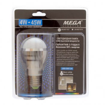 66 р. Лампа светодиодная E27 G45 4W(45W) 220V холодный MEGA LIGHTING MEGA LIGHTING lm-0627nw-e27 MEGA LIGHTING lm-0627nw-e27  с доставкой в г. Керчь. Увеличить фотографию 1