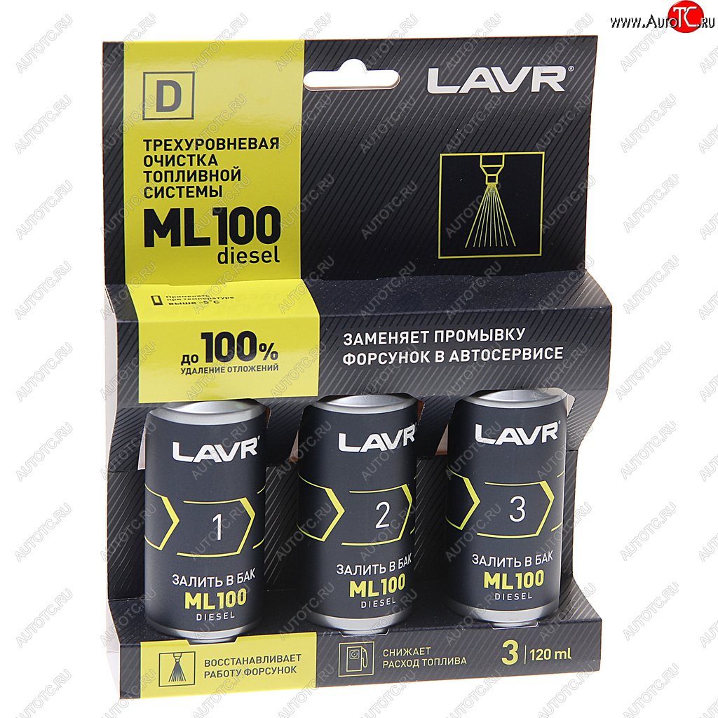 769 р. Очиститель топливной системы трехуровневый ML-100 Diesel 3X120мл LAVR LAVR ln2138  с доставкой в г. Керчь