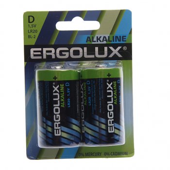 188 р. Батарейка D LR20 1.5V блистер 2шт. (цена за 1шт.) Alkaline ERGOLUX ERGOLUX lr20 bl-2  с доставкой в г. Керчь. Увеличить фотографию 3